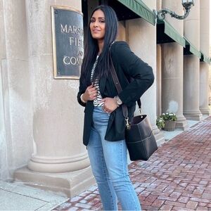 AALLYN Leather Jordan Bucket Bag Black Gold Purse